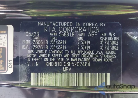 2023 Kia Sorento Hybrid Ex z USA, uszkodzony, nr VIN KNDRHDLG8P5202484